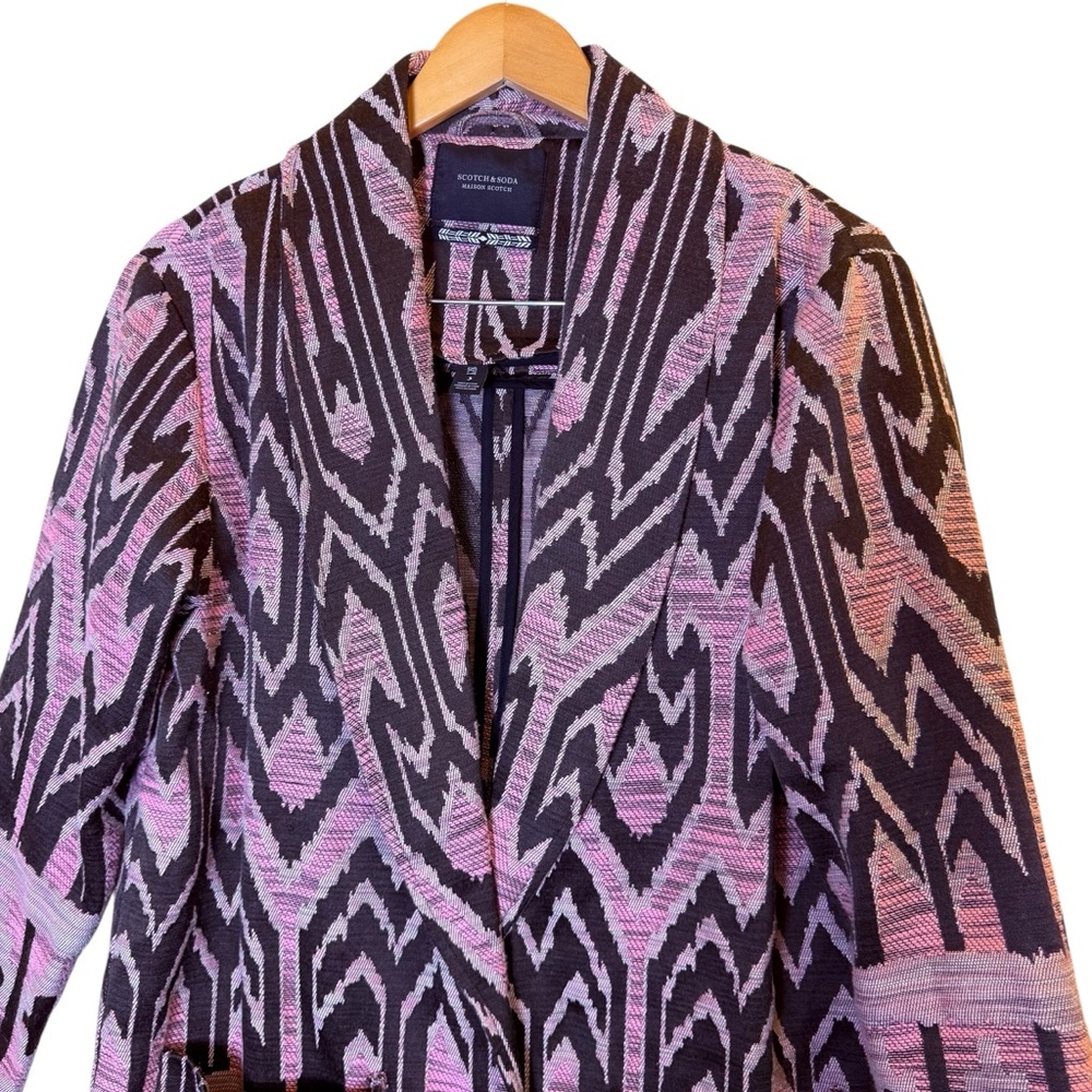Scotch & Soda Pink and Brown Aztec Jacquard Blazer sz L - Picture 2 of 11
